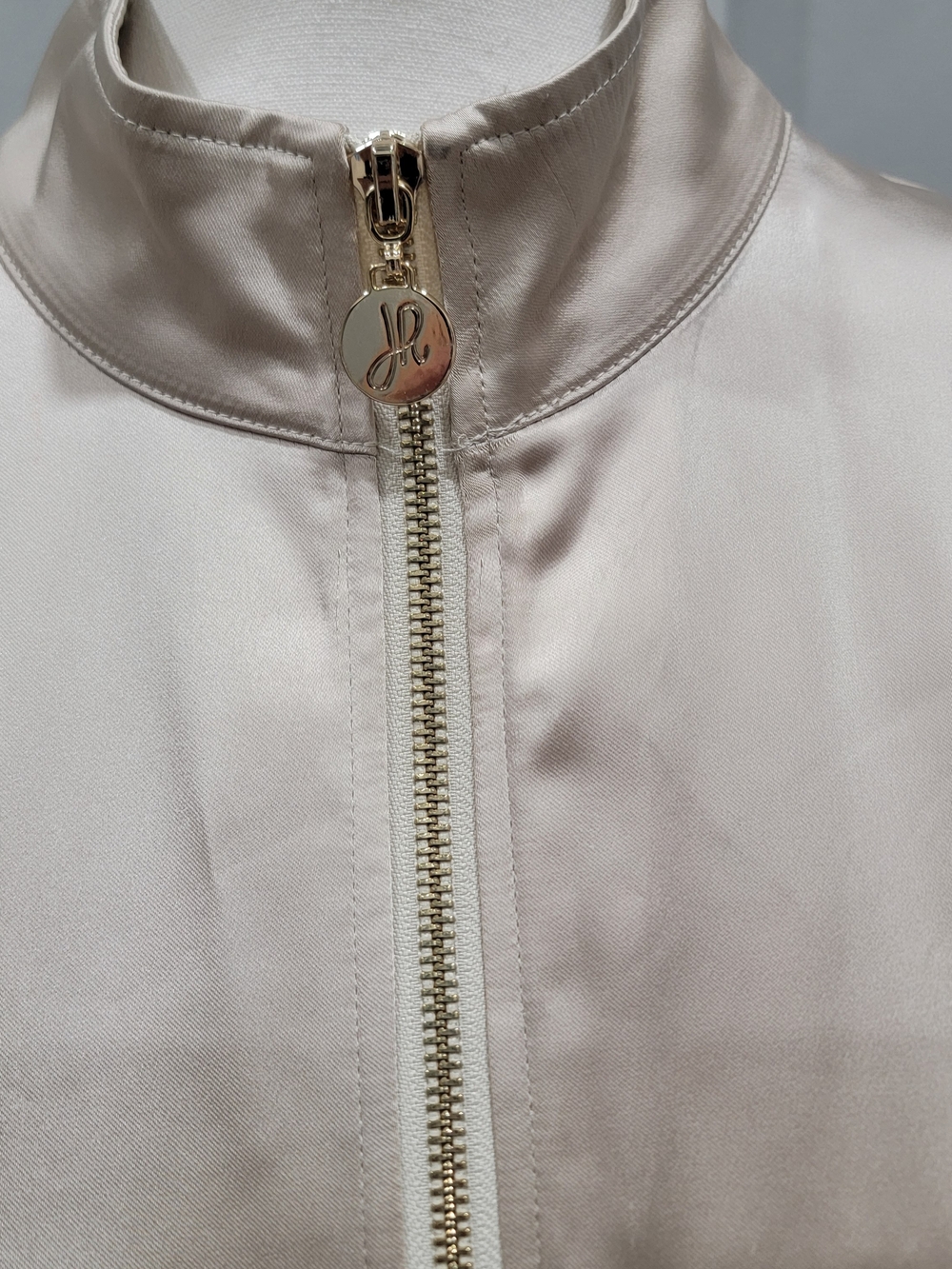 Joseph Ribkoff Satin Bomber Jacket - Light Beige - Picture 2 of 10